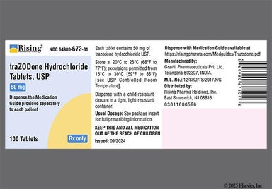 White Round 44 - Trazodone Hydrochloride 50mg Tablet