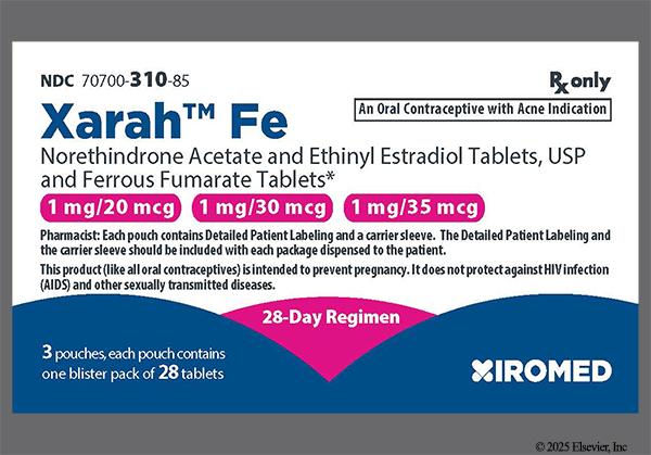Purple Round 244 - Xarah Fe 28-Day 1mg-20mcg/1mg-30mcg/1mg-35mcg/75mg Tablet