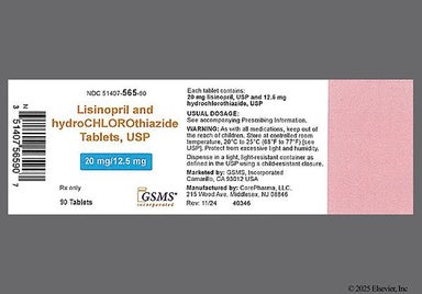 White Oval C72 - Lisinopril/Hydrochlorothiazide 20mg-12.5mg Tablet
