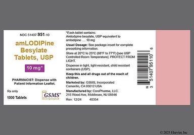 White Round C47 - Amlodipine Besylate 10mg Tablet