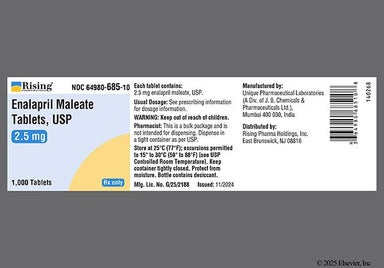 White Oval Ec - Enalapril Maleate 2.5mg Tablet