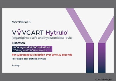 yellow - VYVGART Hytrulo 1000mg-10000unit/5mL Prefilled Syringe Solution for Injection