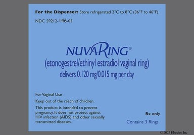 colorless round - NuvaRing 0.12mg-0.015mg/24hr Vaginal Ring