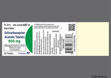 White Oblong Ec4 - Eslicarbazepine Acetate 800mg Tablet (Once-Daily)