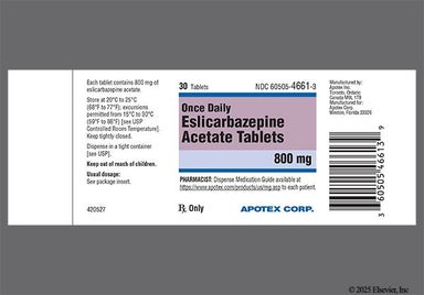 White Oblong Apo And Esl 800 - Eslicarbazepine Acetate 800mg Tablet (Once-Daily)