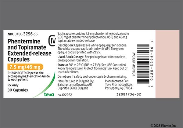 Green And White Wpi 2195 - Phentermine/Topiramate 7.5mg-46mg Extended-Release Capsule