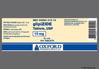 White Round O And 310 - Glipizide 10mg Tablet