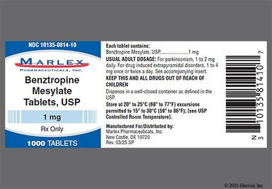 White Oval N 10 - Benztropine Mesylate 1mg Tablet