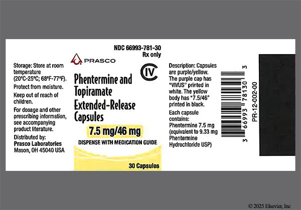 Purple And Yellow Vivus 7.5/46 - Phentermine/Topiramate 7.5mg-46mg Extended-Release Capsule