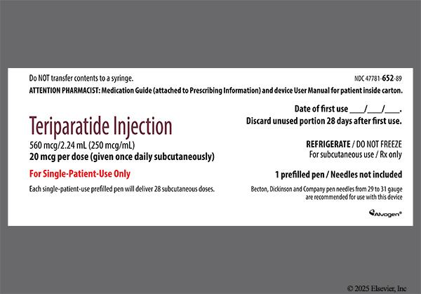 colorless - Teriparatide Prefilled Pen 20mcg/dose Solution for Injection