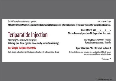 Colorless Not applicable - Teriparatide Prefilled Pen 20mcg/dose Solution for Injection