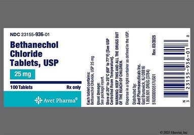 White Round 936 - Bethanechol Chloride 25mg Tablet