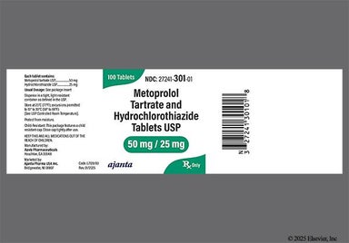 White Round A 47 - Metoprolol Tartrate/Hydrochlorothiazide 50mg-25mg Tablet