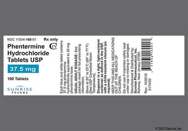 White Oblong N 4 - Phentermine Hydrochloride 37.5mg Tablet