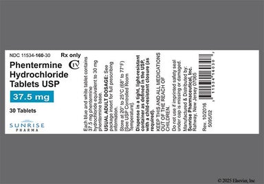 White Oblong N 4 - Phentermine Hydrochloride 37.5mg Tablet
