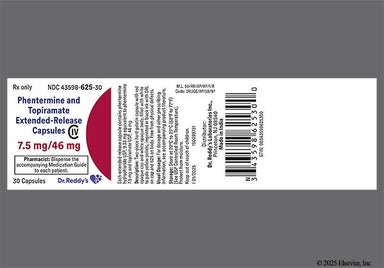 White And Red Drl 625 - Phentermine/Topiramate 7.5mg-46mg Extended-Release Capsule