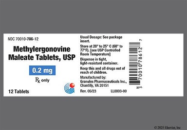 White Round G 786 - Methylergonovine Maleate 0.2mg Tablet