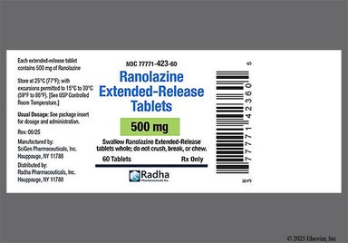 Peach Oblong Sg And 423 - Ranolazine 500mg Extended-Release Tablet