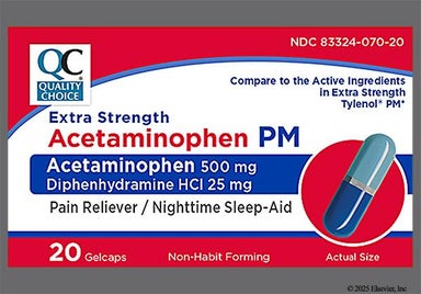 Blue Capsule L - Quality Choice Acetaminophen PM Extra Strength 500mg-25mg Rapid Release Gelcap