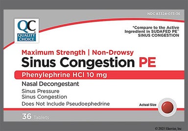 Red Round 44 453 - Quality Choice Sinus Congestion PE Maximum Strength Non-Drowsy 10mg Tablet