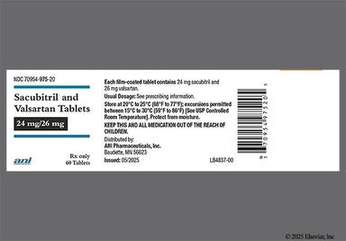 White And Purple Oval N975 - Sacubitril/Valsartan 24mg-26mg Tablet