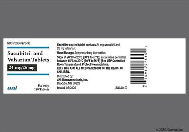 White And Purple Oval N975 - Sacubitril/Valsartan 24mg-26mg Tablet