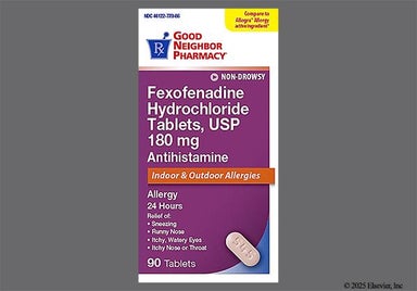 Pink Oval 545 - GNP Fexofenadine Hydrochloride 24 Hour Antihistamine180mg Tablet