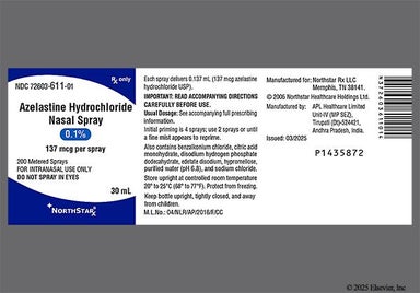 white - Azelastine Hydrochloride 0.1% (137mcg/spray) Nasal Solution