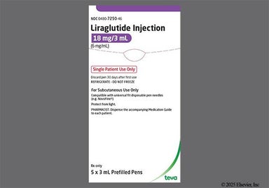 colorless - Liraglutide 18mg/3mL Pre-Filled Pen Solution for Injection