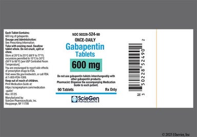 Beige Oval 524 - Gabapentin 600mg Tablet (Once-Daily)