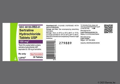 Yellow Oblong L U - Sertraline Hydrochloride 100mg Tablet