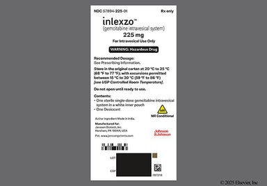 blue, brown, and white - Inlexzo 225mg Intravesical System
