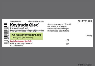 yellow - Keytruda Qlex 790mg-9,600units/4.8mL Solution for Injection