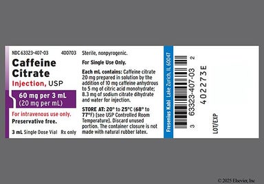 Colorless Not applicable - Caffeine Citrate 60mg/3mL Solution for Injection