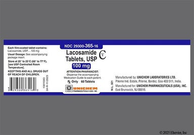 Green Oval U And 365 - Lacosamide 100mg Tablet