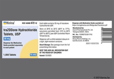White Round 44 - Trazodone Hydrochloride 50mg Tablet