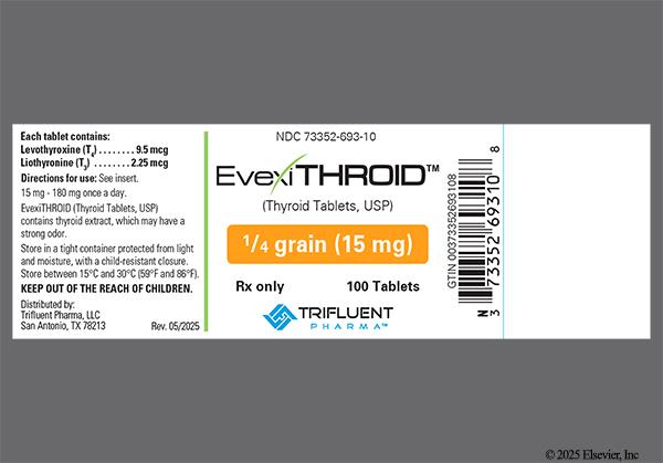 Brown Round T1 - EvexiTHROID 1/4 Grain (15mg) Tablet
