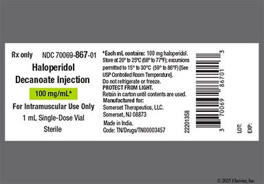 yellow and amber - Haloperidol Decanoate 100mg/mL Solution for Injection