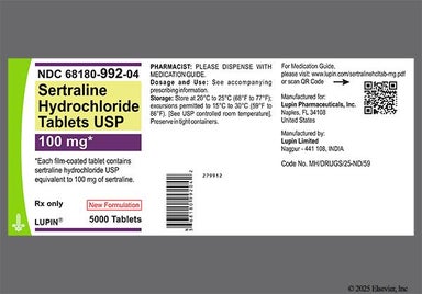 Yellow Oblong L U - Sertraline Hydrochloride 100mg Tablet