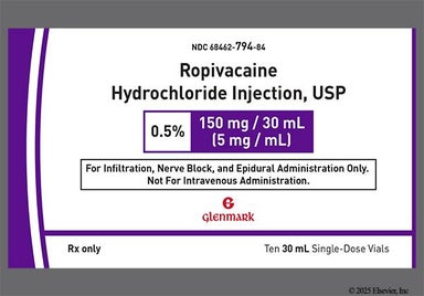 colorless - Ropivacaine Hydrochloride 0.5% Solution for Injection