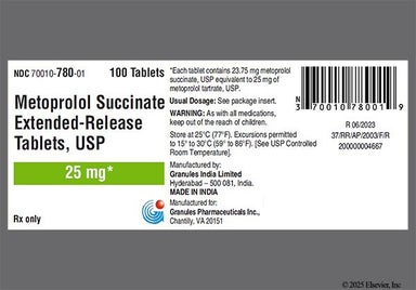 White Oval I 25 - Metoprolol Succinate 25mg Extended-Release Tablet