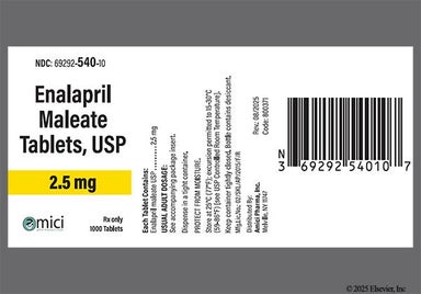 White Round W 923 - Enalapril Maleate 2.5mg Tablet