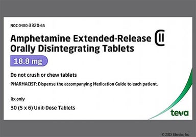 Yellow Round A122 - Amphetamine 18.8mg Extended-Release Orally Disintegrating Tablet
