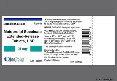 White Oval 16 4 - Metoprolol Succinate 25mg Extended-Release Tablet
