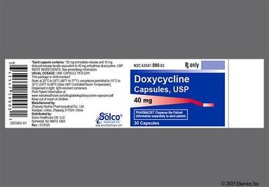 White, Yellow Capsule 59 40mg - Doxycycline 40mg Capsule