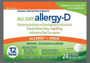 White Round L147 - All Day Allergy-D 12 Hour 5mg-120mg Extended-Release Tablet