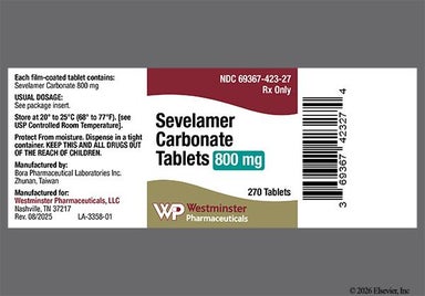 White Oval T186 - Sevelamer Carbonate 800mg Tablet