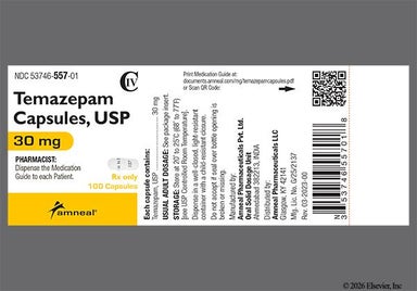White Amneal 557 - Temazepam 30mg Capsule