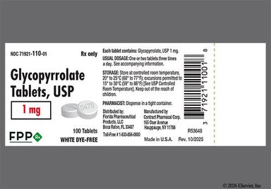 White Round 0475 - Glycopyrrolate 1mg Tablet