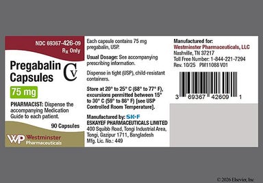 Orange And White Sk+F Pg 75 - Pregabalin 75mg Capsule